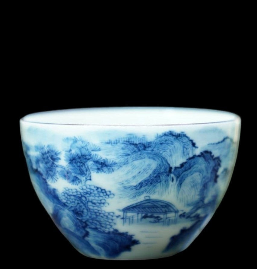 Jingdezhen Antique Porcelain Artisan Teacup Mountain Water Elaborate Painting