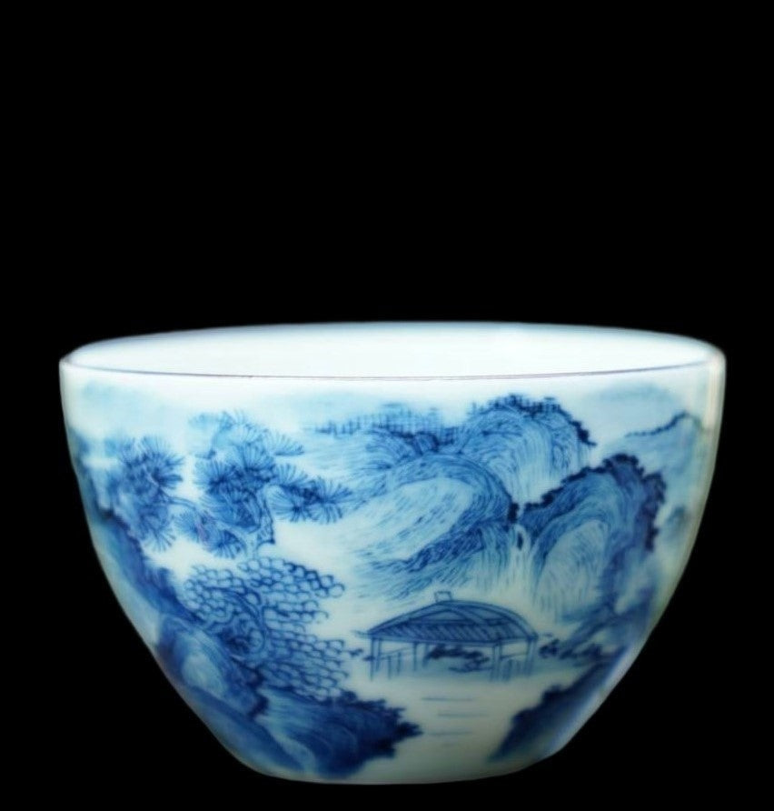Tea Ware - Jingdezhen Blue and White Antique Porcelain Mountain Water