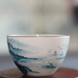 Jingdezhen Antique Porcelain Artisan Teacup Mountain Water Elaborate Painting