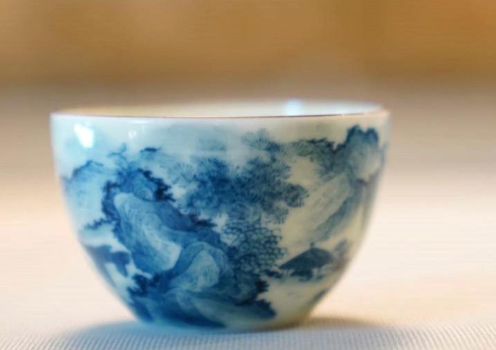 Tea Ware - Jingdezhen Blue and White Antique Porcelain Mountain Water