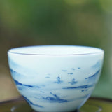 Jingdezhen Antique Porcelain Artisan Teacup Mountain Water Elaborate Painting