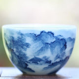 Jingdezhen Antique Porcelain Artisan Teacup Mountain Water Elaborate Painting