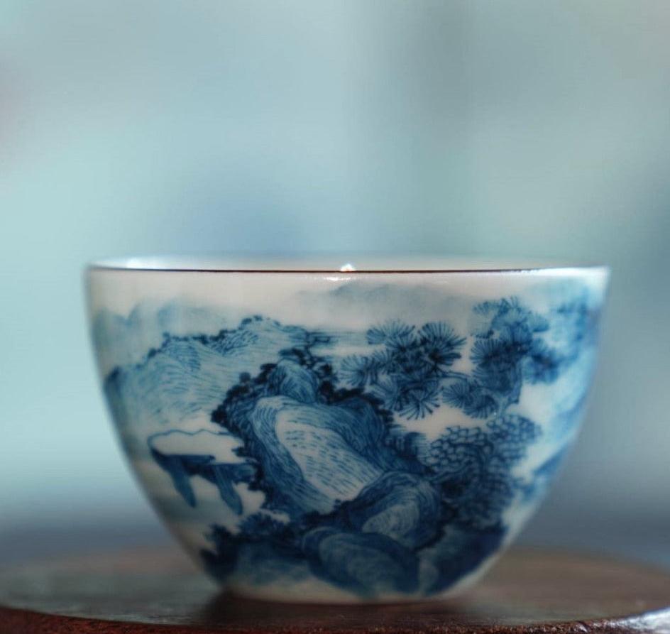 Jingdezhen Antique Porcelain Artisan Teacup Mountain Water Elaborate Painting