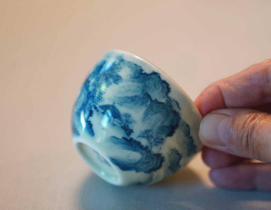 Jingdezhen Antique Porcelain Artisan Teacup Mountain Water Elaborate Painting