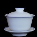 Jingdezhen Blue and White Fine Porcelain Classic Double Line Gaiwan Set