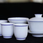 Jingdezhen Blue and White Fine Porcelain Classic Double Line Gaiwan Set