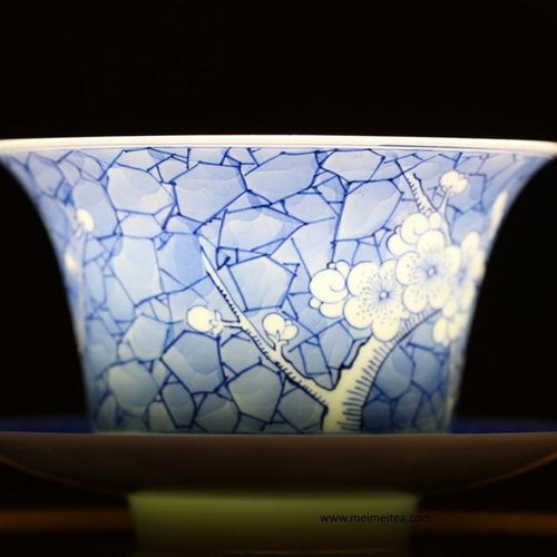 Jingdezhen Blue and White Porcelain Gaiwan Ice Crackle Glaze