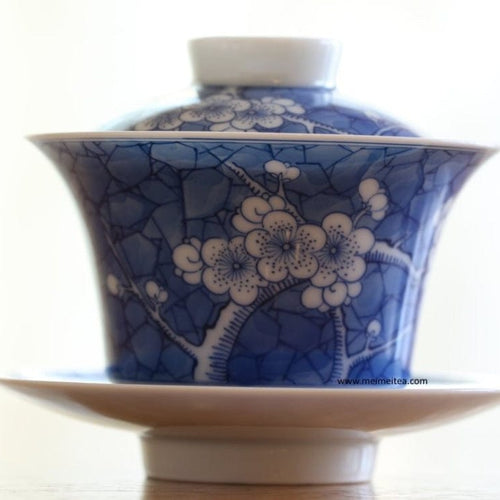 Jingdezhen Blue and White Porcelain Gaiwan Ice Crackle Glaze