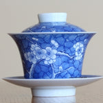 Jingdezhen Blue and White Porcelain Gaiwan Ice Crackle Glaze