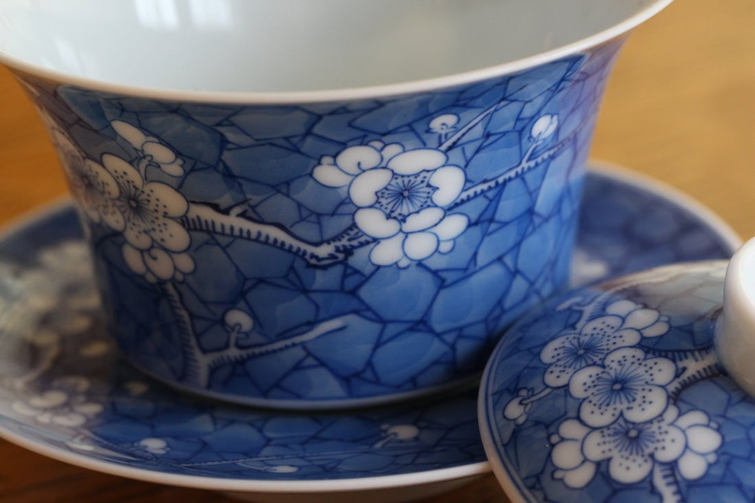 Jingdezhen Blue and White Porcelain Gaiwan Ice Crackle Glaze
