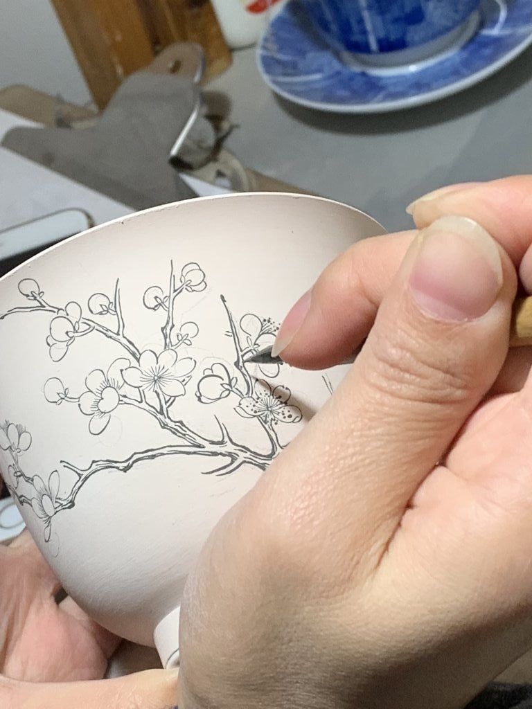 Jingdezhen Blue and White Porcelain Gaiwan Set Cracking Ice Plum Blossom