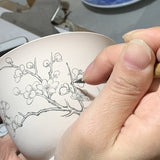 Jingdezhen Blue and White Porcelain Gaiwan Set Cracking Ice Plum Blossom