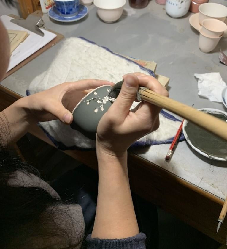 Jingdezhen Blue and White Porcelain Gaiwan Set Cracking Ice Plum Blossom