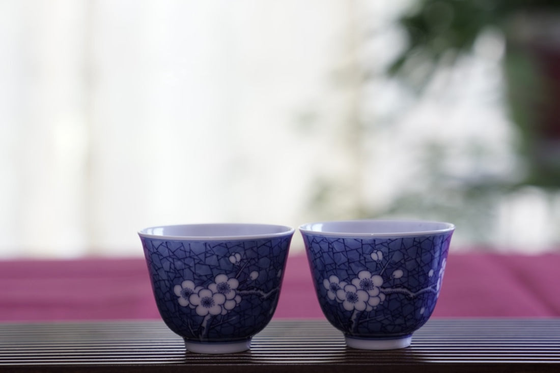 Jingdezhen Blue and White Porcelain Gaiwan Set Cracking Ice Plum Blossom