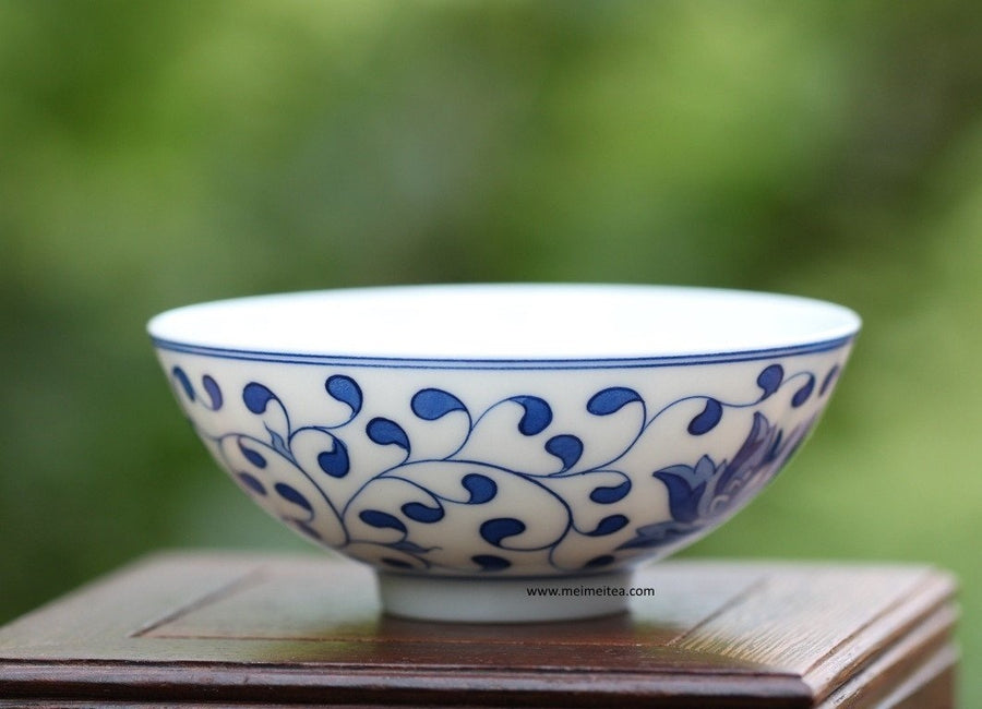 Tea Ware - Jingdezhen Blue and White Porcelain Intertwined Lotus Bowl