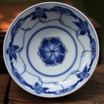 Jingdezhen Blue and White Porcelain Long Stemmed Floral Motif Teacup
