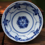 Jingdezhen Blue and White Porcelain Long Stemmed Floral Motif Teacup