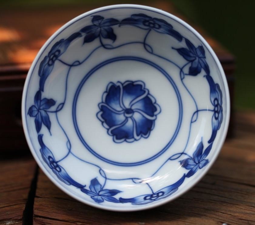 Jingdezhen Blue and White Porcelain Long Stemmed Floral Motif Teacup