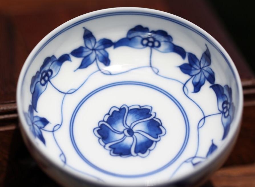 Jingdezhen Blue and White Porcelain Long Stemmed Floral Motif Teacup