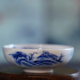 Jingdezhen Blue and White Porcelain Teacup Mountain Landscape Wide Opening