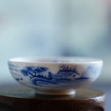 Jingdezhen Blue and White Porcelain Teacup Mountain Landscape Wide Opening
