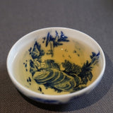 Jingdezhen Blue and White Porcelain Teacup Mountain Landscape Wide Opening