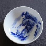 Jingdezhen Blue and White Porcelain Teacup Mountain Landscape Wide Opening
