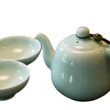 Jingdezhen Celadon Gourd-Shaped Teapot Set Handmade with Beads and Thread
