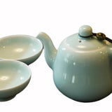 Jingdezhen Celadon Gourd-Shaped Teapot Set Handmade with Beads and Thread