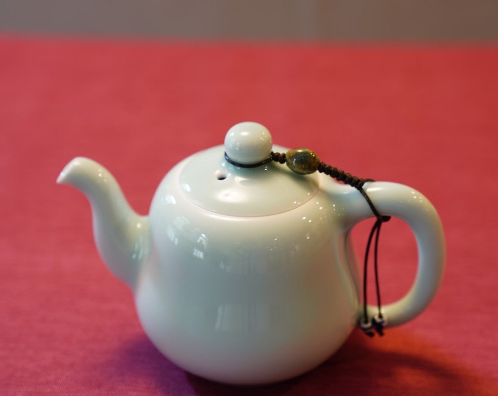 Jingdezhen Celadon Gourd-Shaped Teapot Set Handmade with Beads and Thread