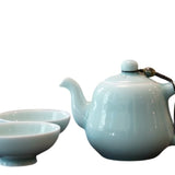 Jingdezhen Celadon Gourd-Shaped Teapot Set Handmade with Beads and Thread