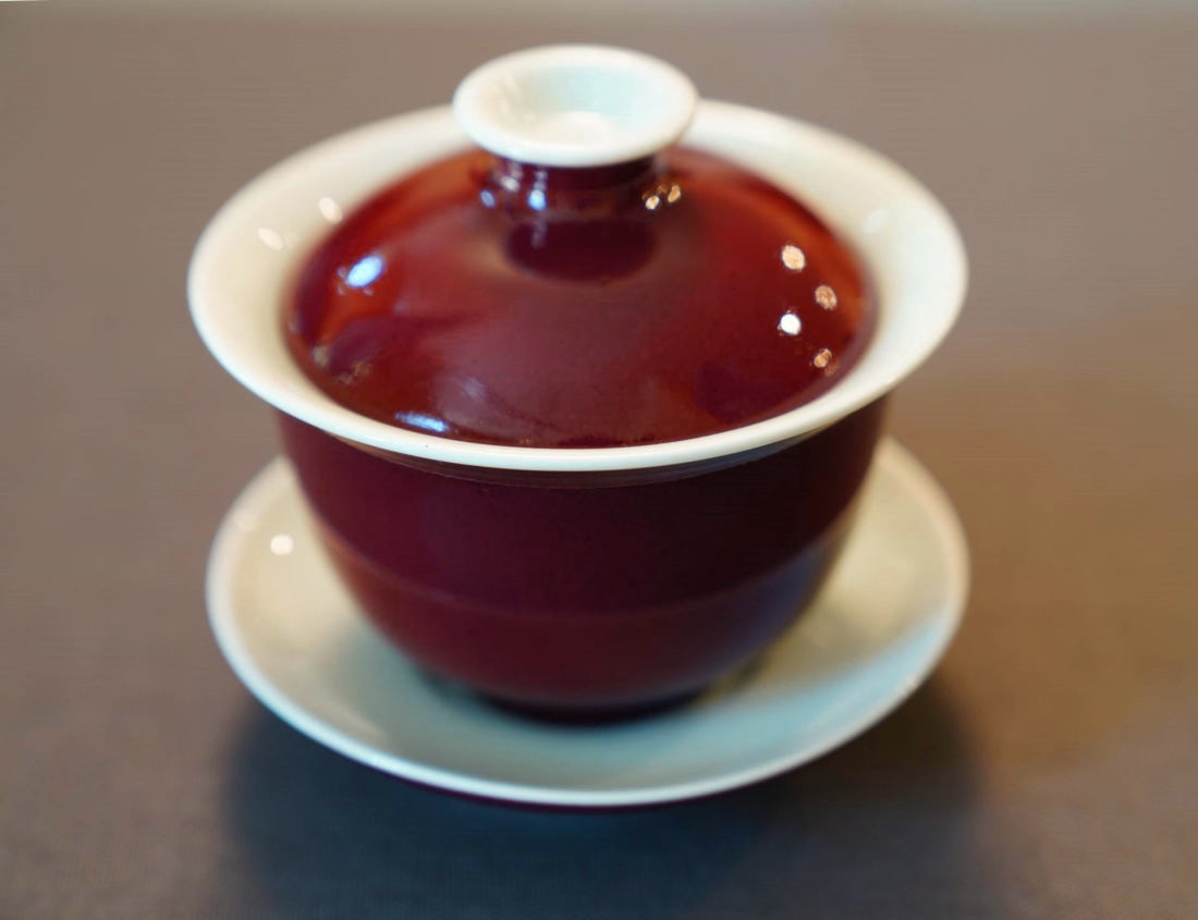 Jingdezhen Deep Red Glaze Porcelain Jihong Gaiwan Set Hand-crafted