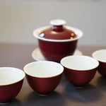 Jingdezhen Deep Red Glaze Porcelain Jihong Gaiwan Set Hand-crafted
