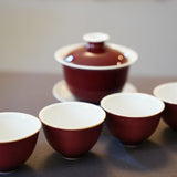 Jingdezhen Deep Red Glaze Porcelain Jihong Gaiwan Set Hand-crafted
