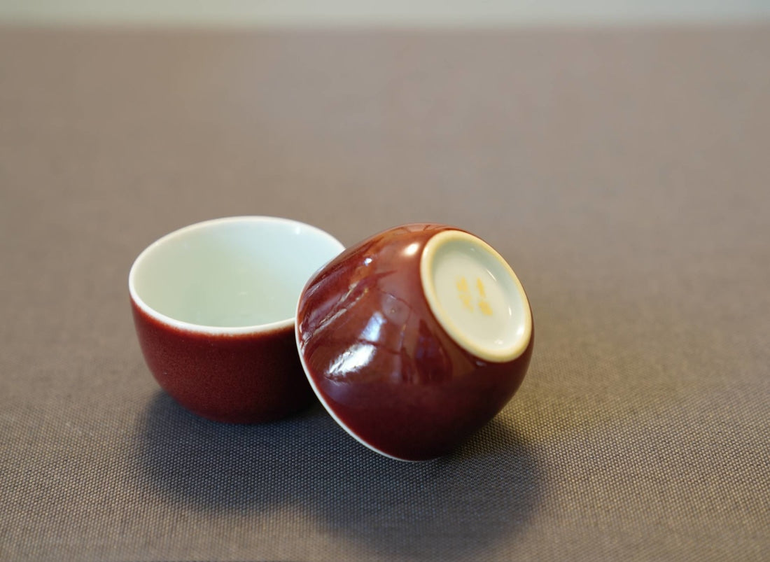 Jingdezhen Deep Red Glazed Porcelain Jihong Gaiwan Set Hand-crafted