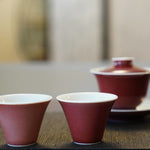 Jingdezhen Deep Red Glazed Porcelain Jihong Gaiwan Set Hand-crafted