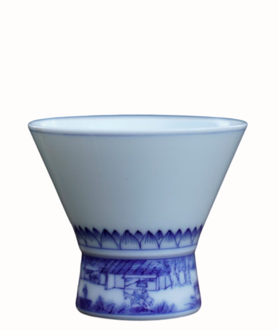 Jingdezhen Porcelain Teacup River on the Qingming Festival Miniature Painting