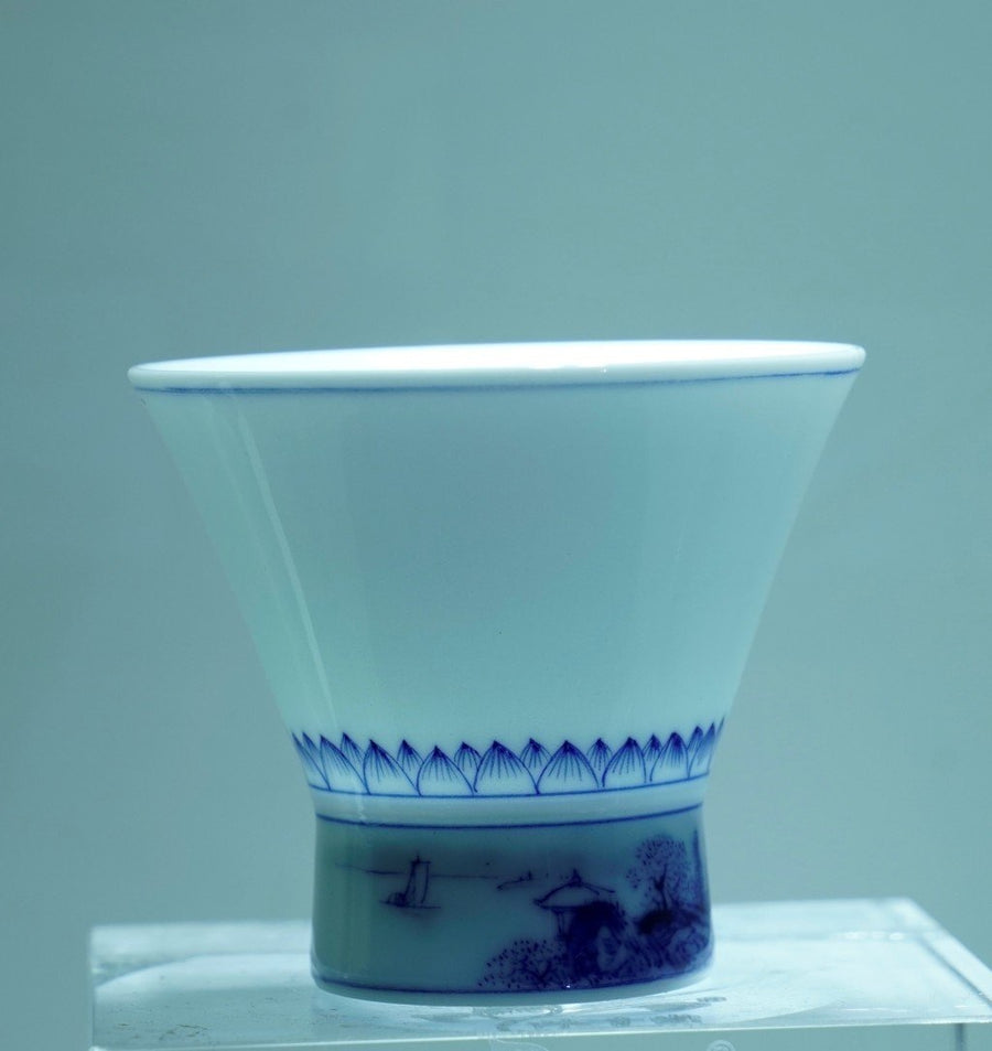 Jingdezhen Porcelain Teacup River on the Qingming Festival Miniature Painting