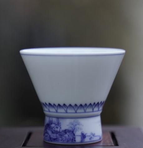Jingdezhen Porcelain Teacup River on the Qingming Festival Miniature Painting