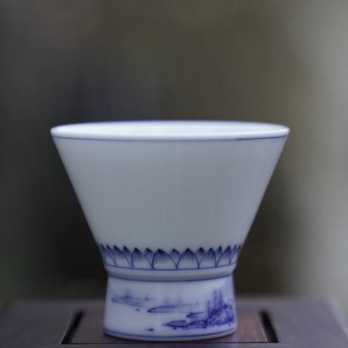 Jingdezhen Porcelain Teacup River on the Qingming Festival Miniature Painting