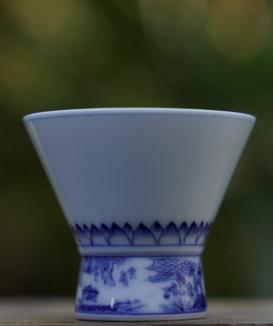 Jingdezhen Porcelain Teacup River on the Qingming Festival Miniature Painting