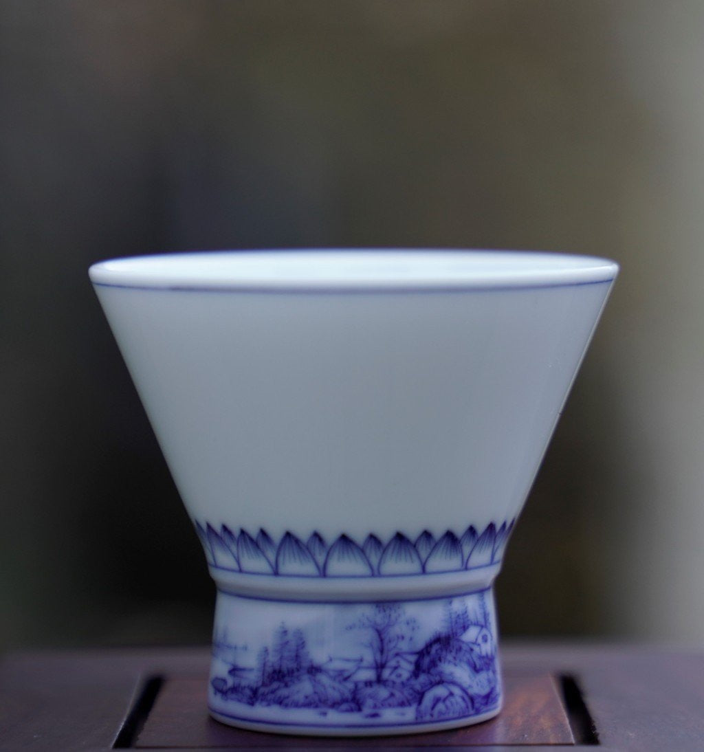 Jingdezhen Porcelain Teacup Miniature Painting Qingming Festival