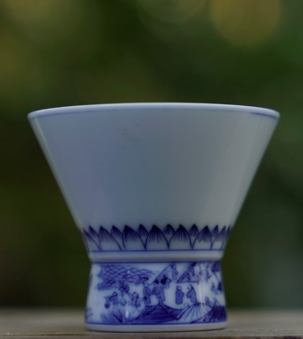 Jingdezhen Porcelain Teacup Miniature Painting Qingming Festival
