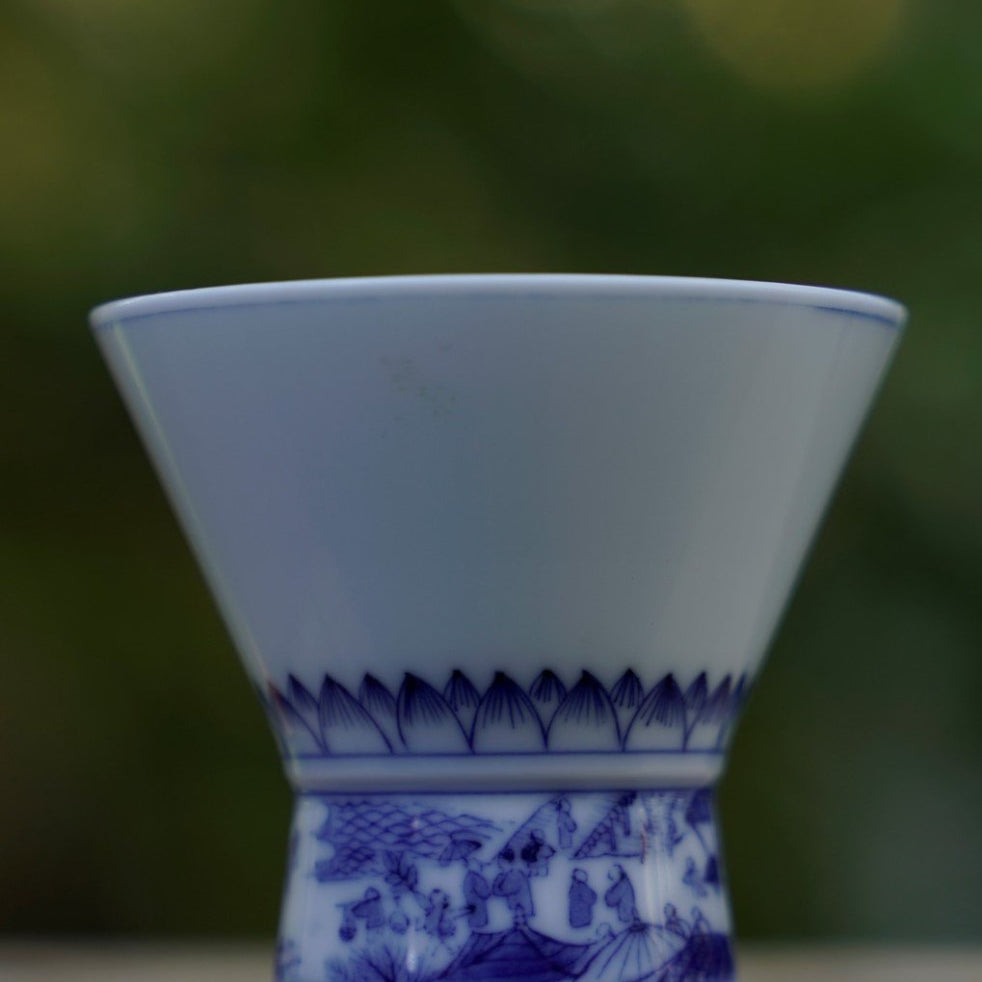 Jingdezhen Porcelain Teacup Miniature Painting Qingming Festival