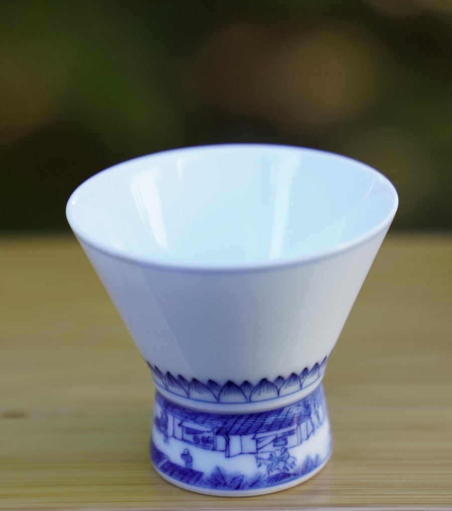 Jingdezhen Porcelain Teacup River on the Qingming Festival Miniature Painting