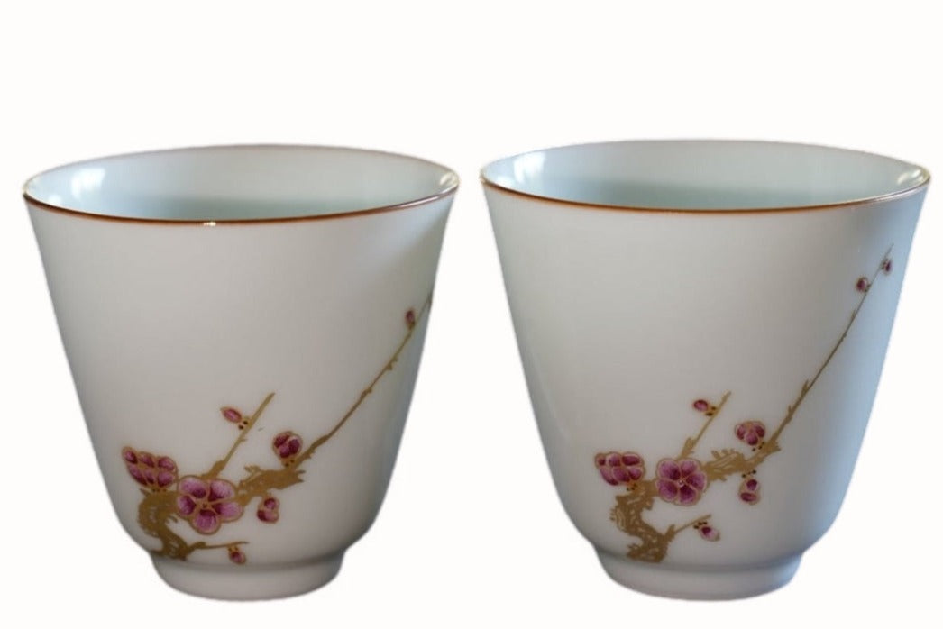 Jingdezhen Gold Plated Porcelain Teacup Enamel Plum Blossom