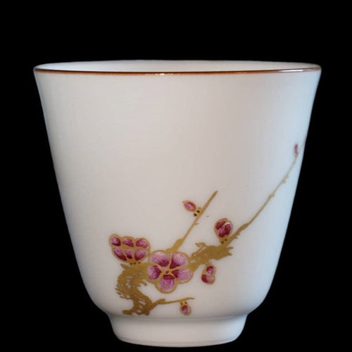 Jingdezhen Gold Plated Porcelain Teacup Enamel Plum Blossom