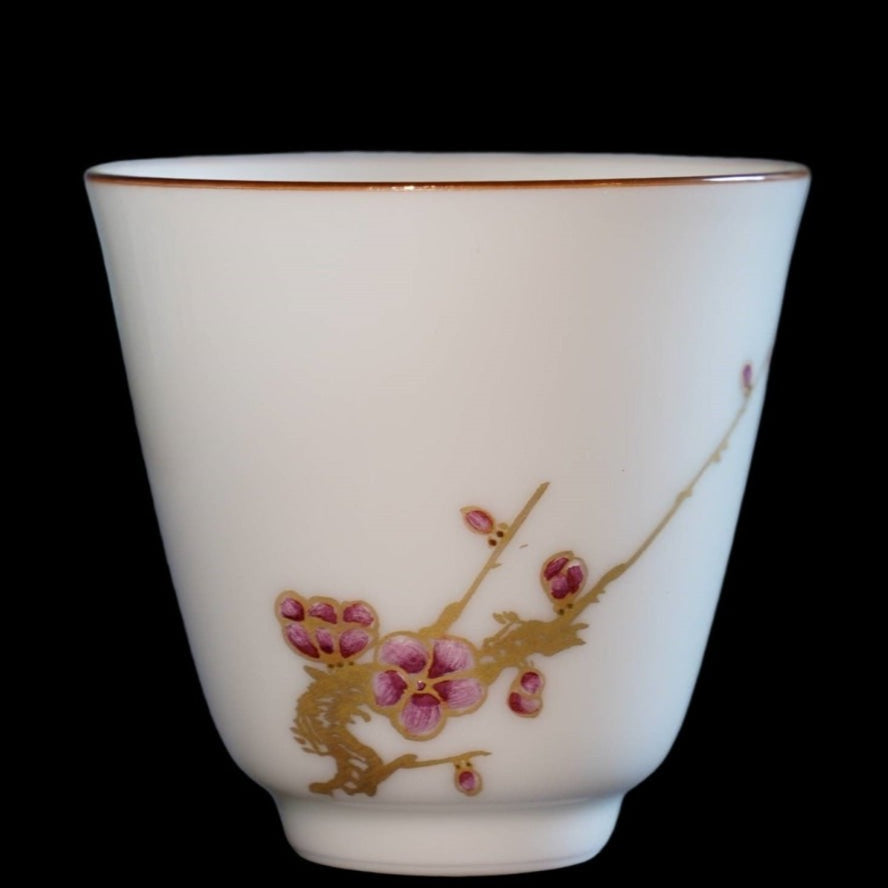 Jingdezhen Gold Plated Porcelain Teacup Enamel Plum Blossom