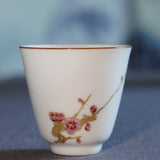 Jingdezhen Gold Plated Porcelain Teacup Enamel Plum Blossom