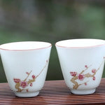 Jingdezhen Gold Plated Porcelain Teacup Enamel Plum Blossom
